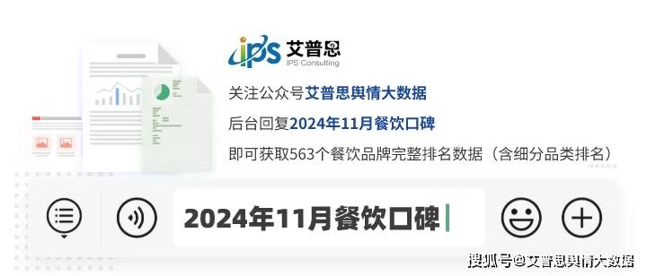 2024年11月中国餐饮品牌线PG麻将胡了试玩平台舆情指数｜(图2)
